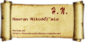 Havran Nikodémia névjegykártya